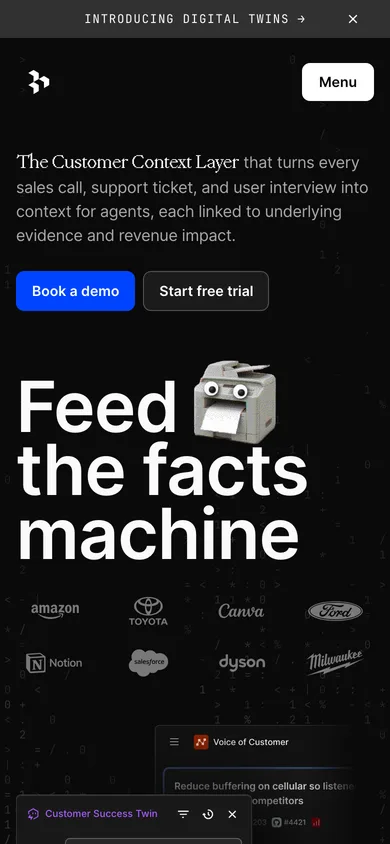 Dovetail mobile screenshot