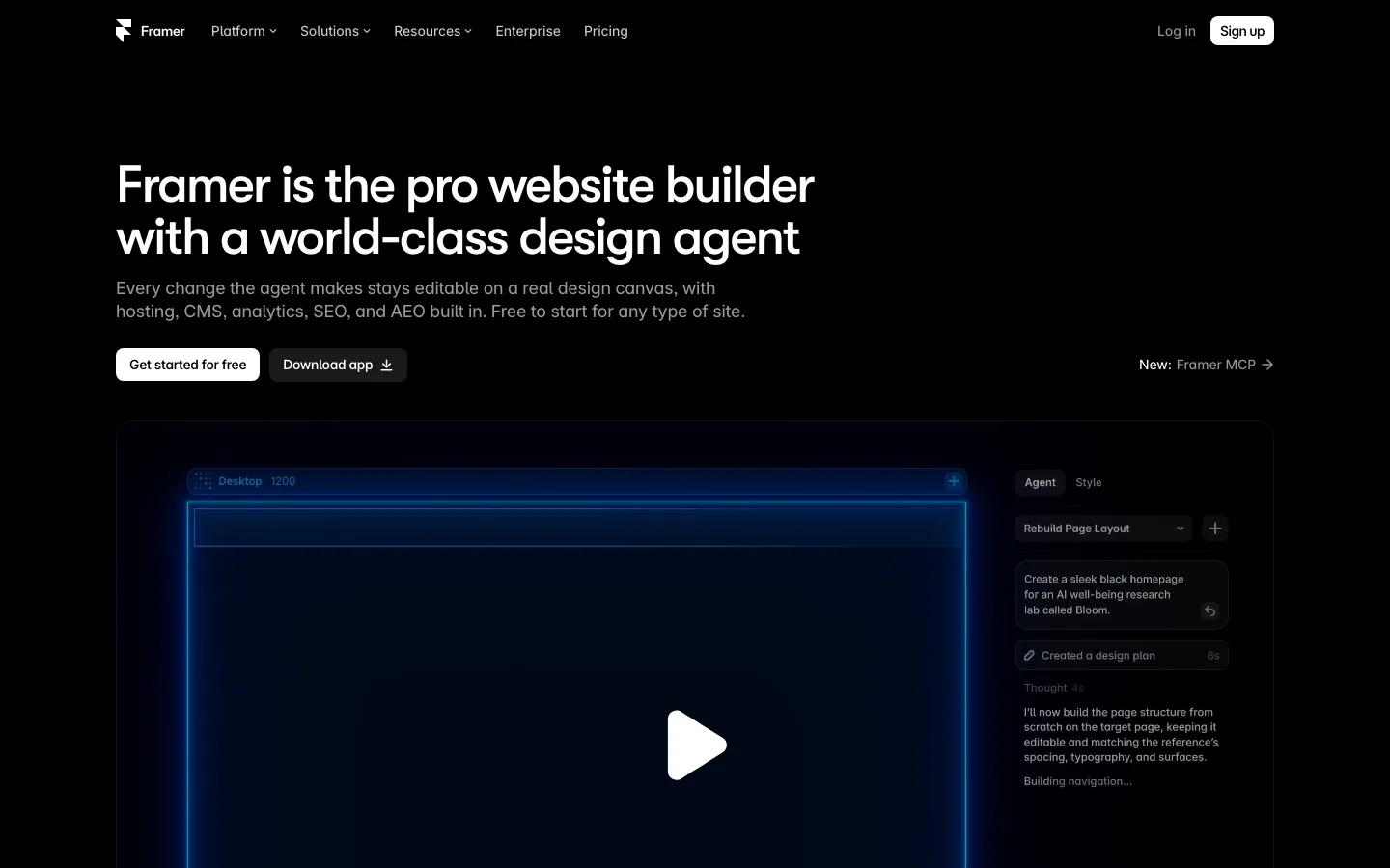 Framer homepage