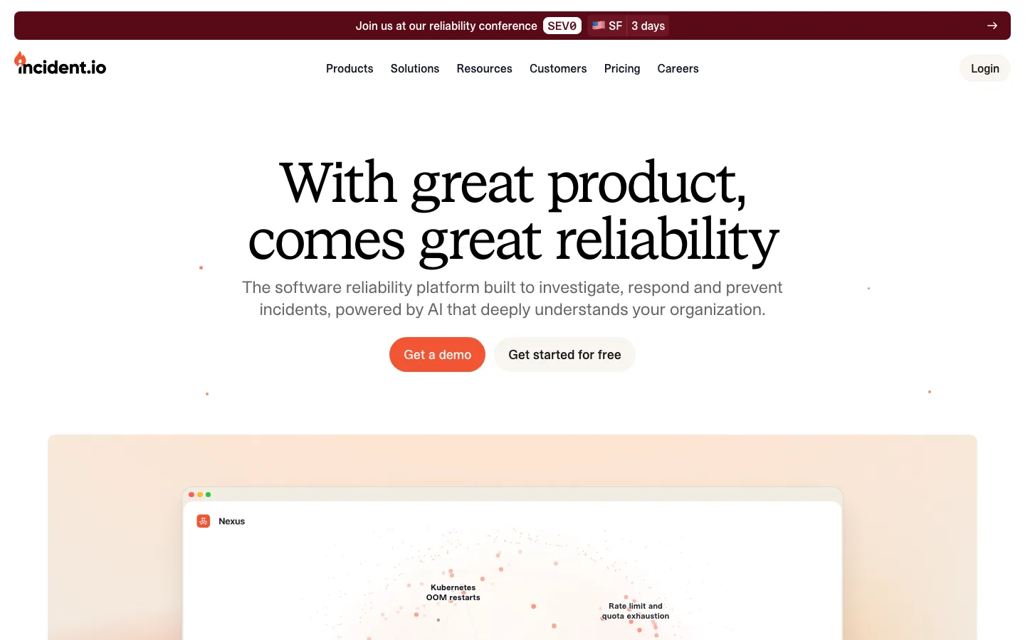 incident.io homepage