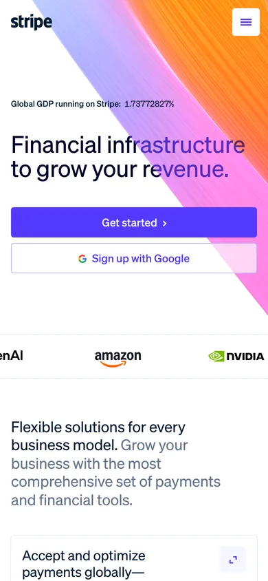 Stripe mobile screenshot