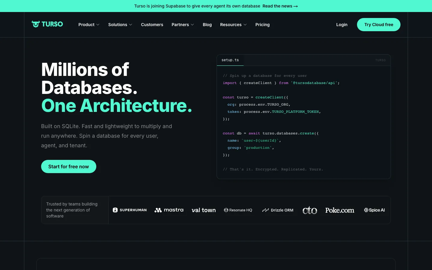 Turso homepage