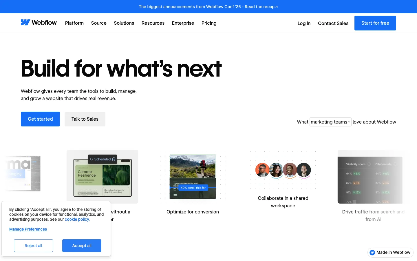 Webflow homepage